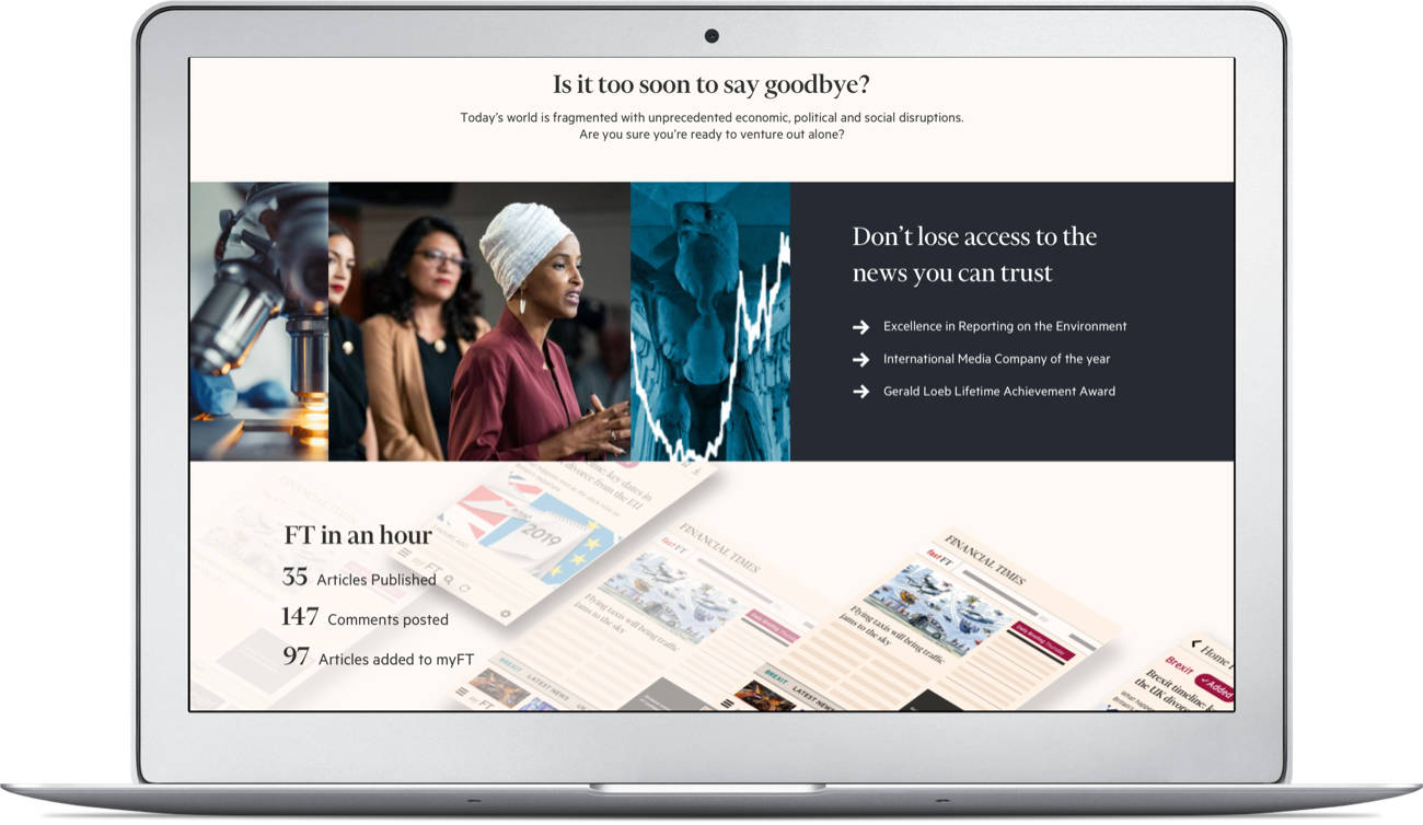 Laptop with FOMO page user interface